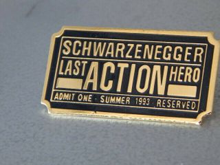 Vintage 1993 Last Action Hero Schwarzenegger Movie Promo Enamel Lapel Pin Rare