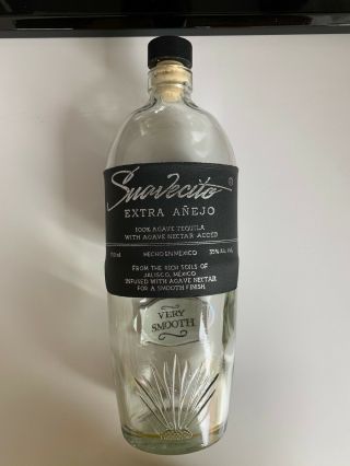 Rare Suavecito Extra Anejo Tequila 750 Ml.  W/ Leather Sleeve 100 Agave Tequila