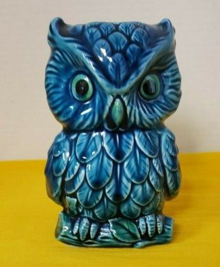 Vintage Inarco Indigo Blue Mood Owl Candle Holder - E4612 - Candleholder - Rare