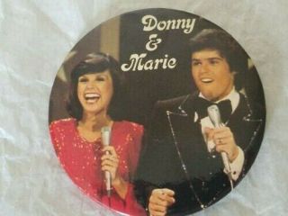 Vintage Donny Osmond And Marie Osmond Button Pin 3 " 1970s Memorabilia Rare