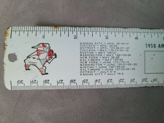 Vintage 1958 Cleveland Indians Ruler With Home Schedule – Rare Baseball Promo