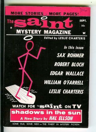The Saint Mystery Mag 9/1964 Rare Us Crime Digest Mag,  Bloch,  Sax Rohmer
