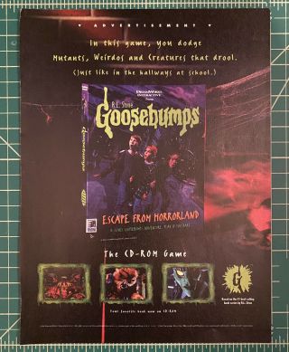Rare Goosebumps Escape From Horrorland Advertisement Cd - Rom Pc Game 1996 Stine