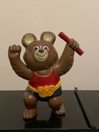 Mega Rare Olympic Mascot Moscow 1980 Figure Figurine Misha Bear Relay Athletics