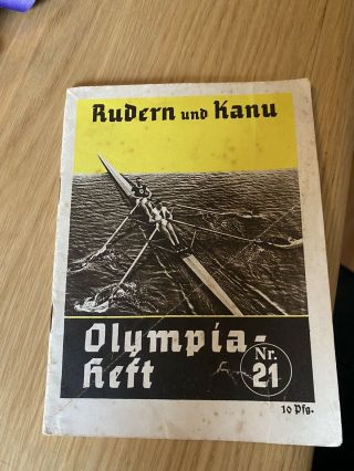 V Rare Berlin 1936 Olympics Booklet Rowing Canoeing Poor De