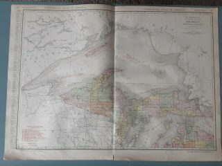 1914 Antique Map - Rare 20.  5 " X 28 " Large Map Of Michigan W/ Railroads