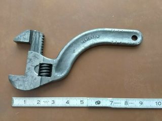 Old/vintage 9 " Robinson S - Shape Adjustable Wrench Rare Antique Tool Farm Tool