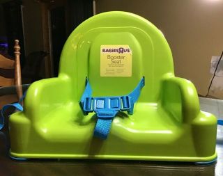 Rare Vintage Babies R Us Booster Feeding Seat Blue /green Adjustable Harness