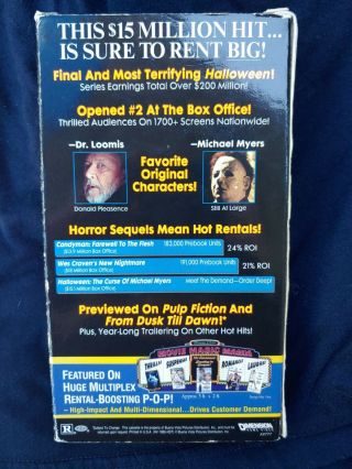 Halloween: The Curse of Michael Myers DEMO SCREENER (VHS,  1996) Rare Horror VHS 2