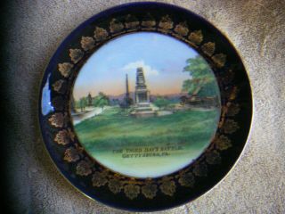 Gettysburg Pa Souvenir Plate Third Days Battle Geo W Chritzman Civil War Rare