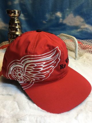 Rare Vintage Detroit Red Wings Twins Adjustable Snapback Hat Cap H51