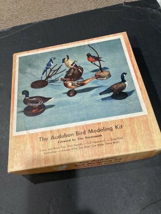 Rare Vintage 1952 Audubon Bird Carving Kit - Six Birds - Ducks