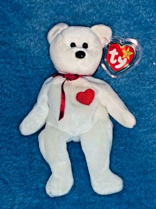 " Valentino " Beanie Baby Rare With Brown Nose And Tag Errors & Tag Protector