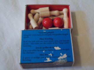 RARE Vintage Germany matchbox pocket mini Bowling set Kegler ' s Stolz Complete 2