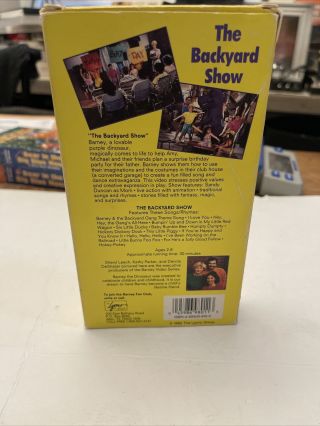 Barney - The Backyard Show (VHS,  1992) Purple Dinosaur Kids Rare Macrovision 2