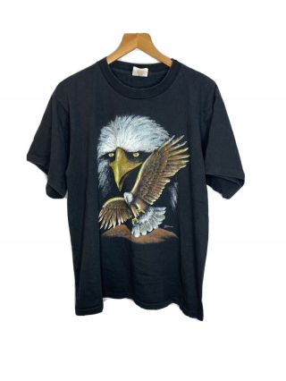 Vintage Outdoor Nature Eagle Bird Men’s Large 90s Rare Crew Neck Tee Shirt