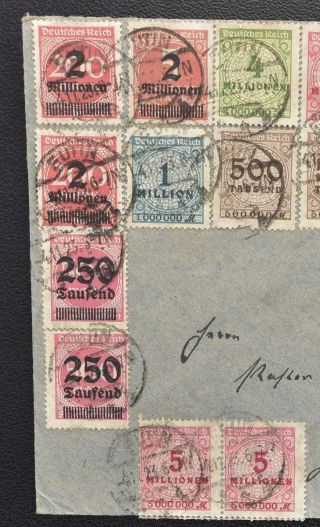 GERMANY 1923 RARE Unusual 100000000 Marks Hyper Inflation Period Cover EUTIN to 2