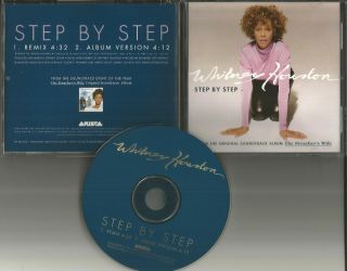 Whitney Houston Step By Step W/ Rare Remix Promo Dj Cd Single W/ Printed Lyrics