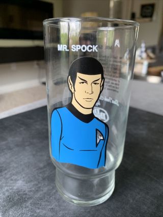 Vintage Rare Star Trek 1976 Dr.  Pepper Glasses Cartoon,  16 Oz.  Mr.  Spock