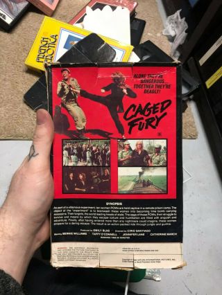 CAGED FURY WORLD PREMIERE CASE ONLY OOP RARE SLIP BIG BOX HTF VHS 3