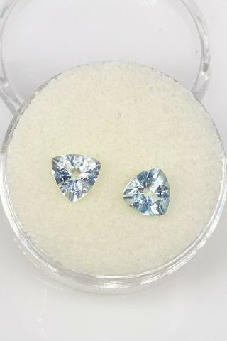 Rare $1000 1.  30ct Matched Pair Trillion Cut Aquamarine Loose Gems Set