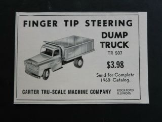 Rare Vtg 1960 Dealer Ad Carter Tru Scale International Ih Hydraulic Dump Tr 507