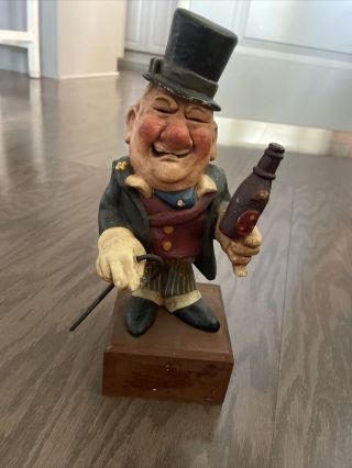 Vintage Rare W.  C.  Fields Statue With Teak Wood Base 10.  5 " Cracked