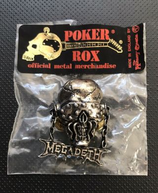 Rare Megadeth Poker Rox Alchemy Pin Badge Vintage Vic Heavy Metal Thrash Death