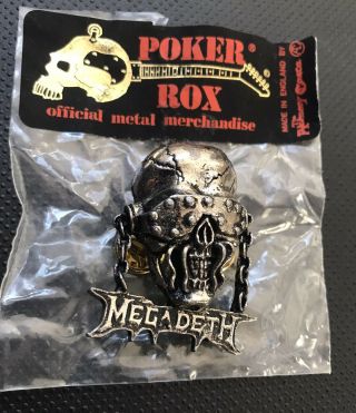 Rare MEGADETH Poker Rox Alchemy Pin Badge Vintage Vic Heavy Metal Thrash Death 2