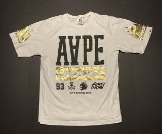 Aape By A Bathing Ape White Universe T Shirt Sz S Gold 93 Streetwear Bape Rare