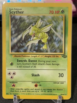 Scyther 26/64 Jungle - Rare Pokémon Card Unlimited Wotc Mp
