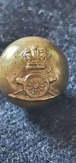 Victorian Royal Horse Artillery 19mm Queen Victoria Crown Qvc Ball Button V Rare