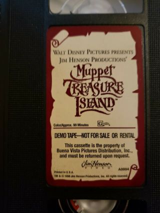 Rare DEMO PROMO VHS Muppet Treasure Island - Jim Henson ' s Muppets 3