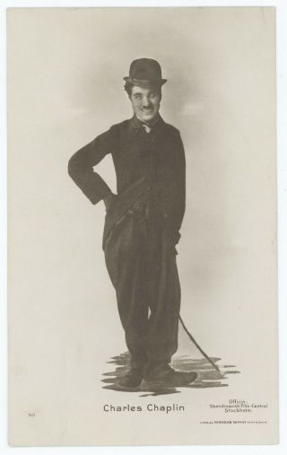 Silent Movie Actor Charlie Chaplin Tramp Rare Swedish Postcard