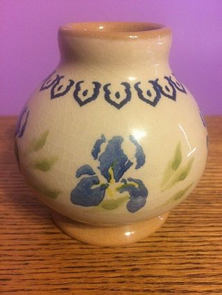 Rare Retired Nicholas Mosse Iris Pattern Small Vase Pottery Made In Ireland