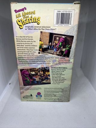 Barney - Barneys All Aboard for Sharing (VHS,  1996) vintage rare✨ 3