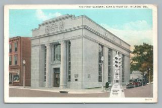 First National Bank Milford Delaware Rare Vintage Pc Early Traffic Lights 1942