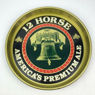 Rare Vintage Genesee 12 Horse Ale Metal Beer Tray With Liberty Bell Rochester