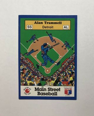 Rare Alan Trammell 1989 Main Street Baseball Card Game W/ Bar Code Sticker