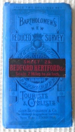 Rare Vintage Bartholomews Survey Cloth Map Sheet 25 Bedford Hertford