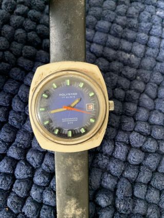 Very Rare Vintage Polystar Swiss Plastic Divers Watch (missing Bezel)