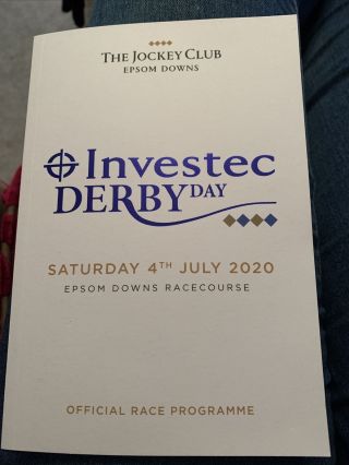 Epsom Investec Derby Day 2020 Race Card RARE Official Programme. 2