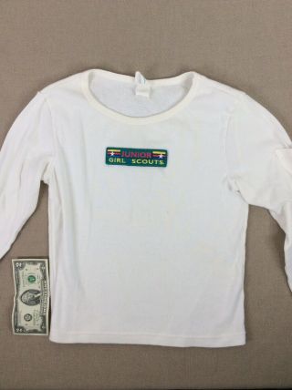 Junior Girl Scouts T Shirt Long Sleeve White Rare
