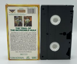 The Trial of The Incredible Hulk VHS 1992 Starmaker video tape movie RARE 3