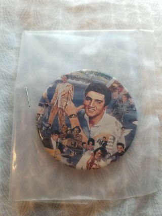 Rare Vintage Elvis Presley 2.  5 " Pinback Button.  Eelvis Pattern.