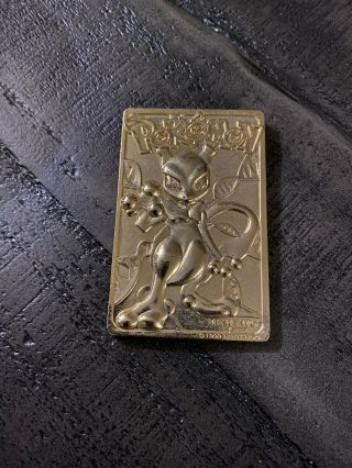 Pokemon 1999 Mewtwo Gold Metal Plated Trading Card Burger King Nintendo In Case