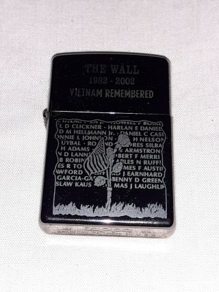 2002 The Wall 1982 - 2002 Vietnam Remembered Rare Zippo Lighter -,