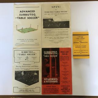 Vintage Rare 1960,  S Subbuteo Instructions And Fixture List Very,  Good.  Cond