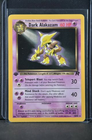 Pokemon Tcg Card Dark Alakazam 18/82 Team Rocket 2000 Normal Print - Near