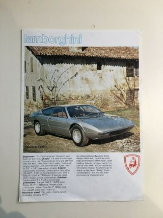 Lamborghini Brochure 1972,  Urraco P.  250,  Espada,  Jarama,  Countache (very Rare)
